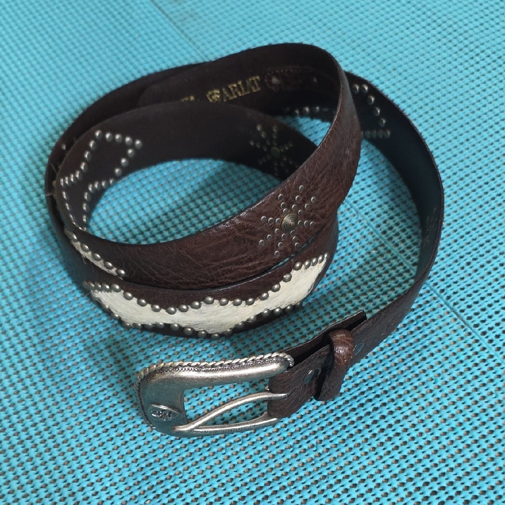 Ariat Dark Brown Leather Belt with Silver Accents